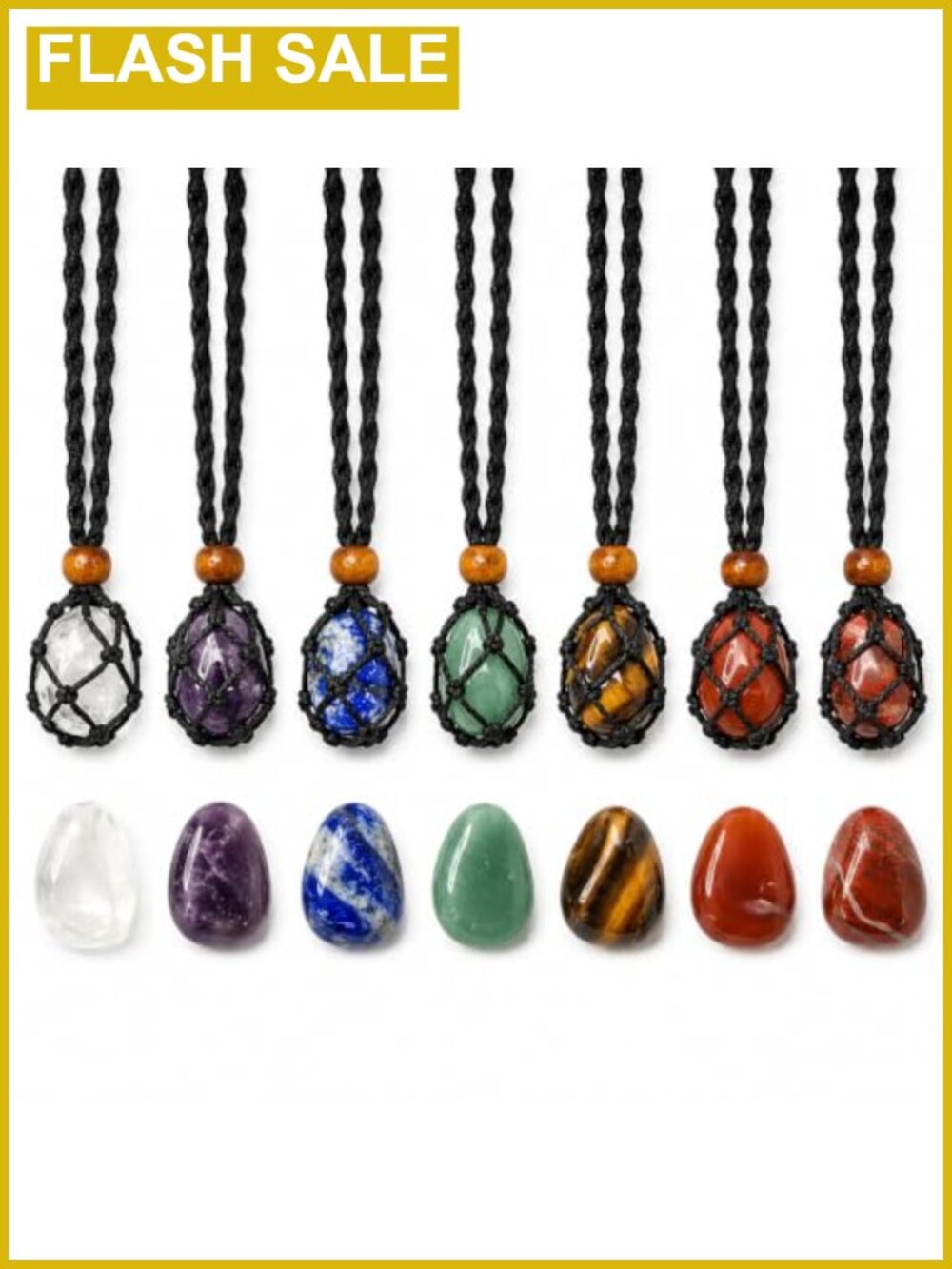 7PCS Chakra Crystal Natural Stone Necklaces Meditation Adjustable